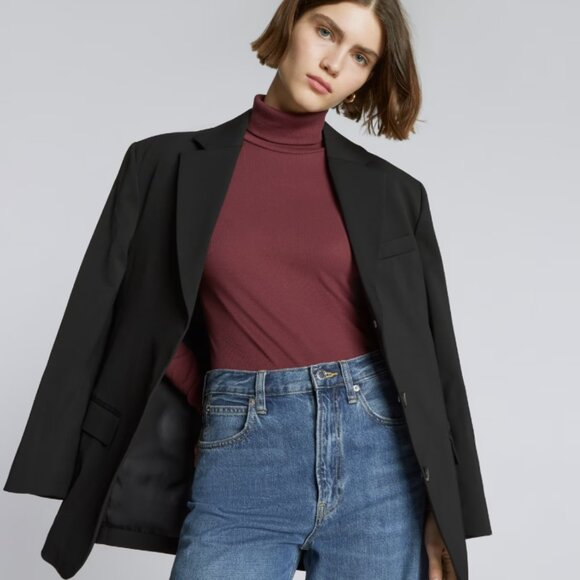 Everlane The Luxe Micro-Rib Turtleneck, Brandy (S) - Picture 5 of 6